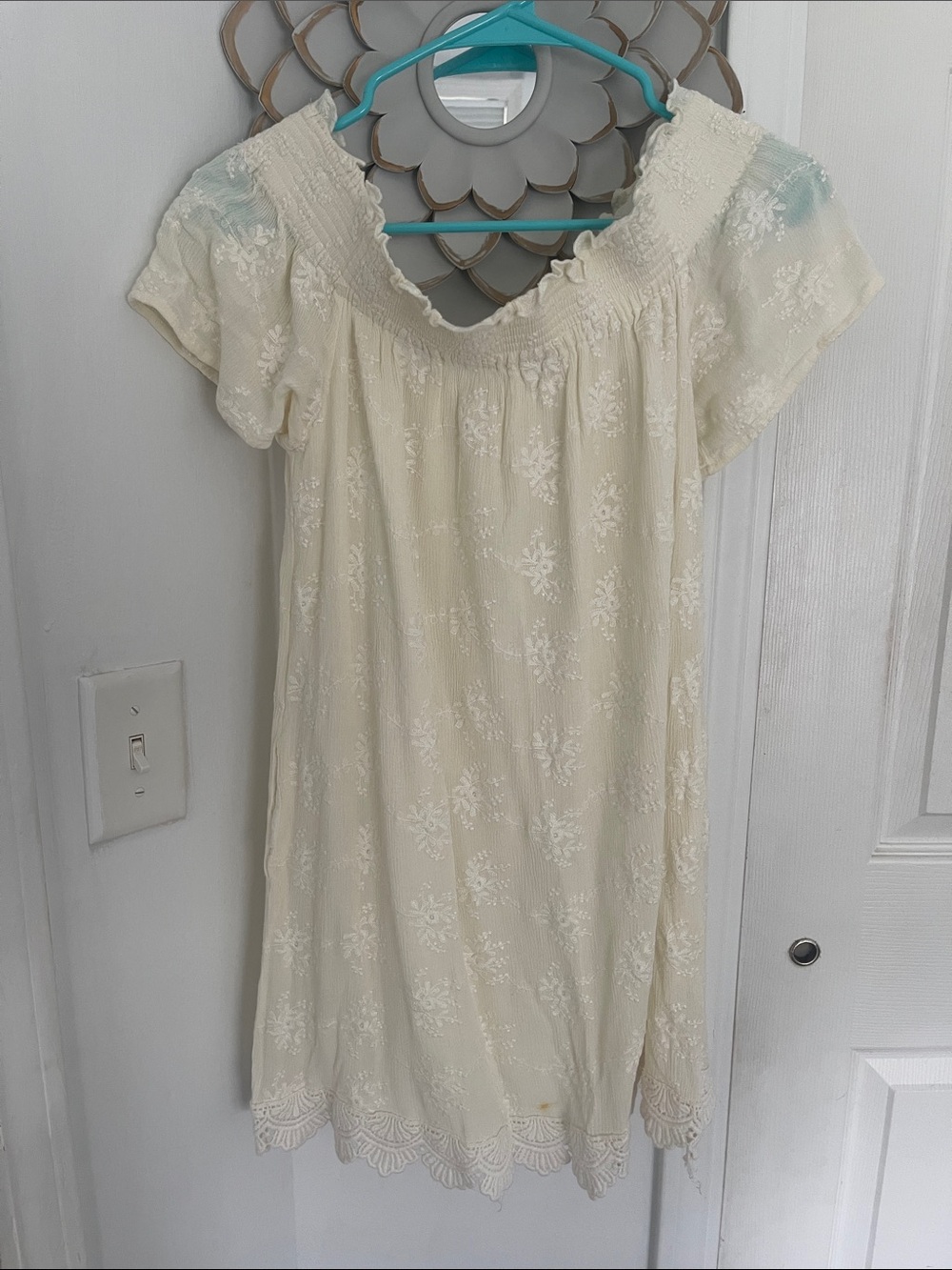 Joy Joy Cream Embroidered dress